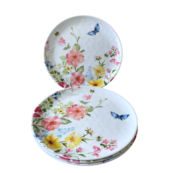 Rachel Ashwell Melamine Dinner Plate Set of 4 Spring Floral Butterfly 11in New - Picture 7 of 13